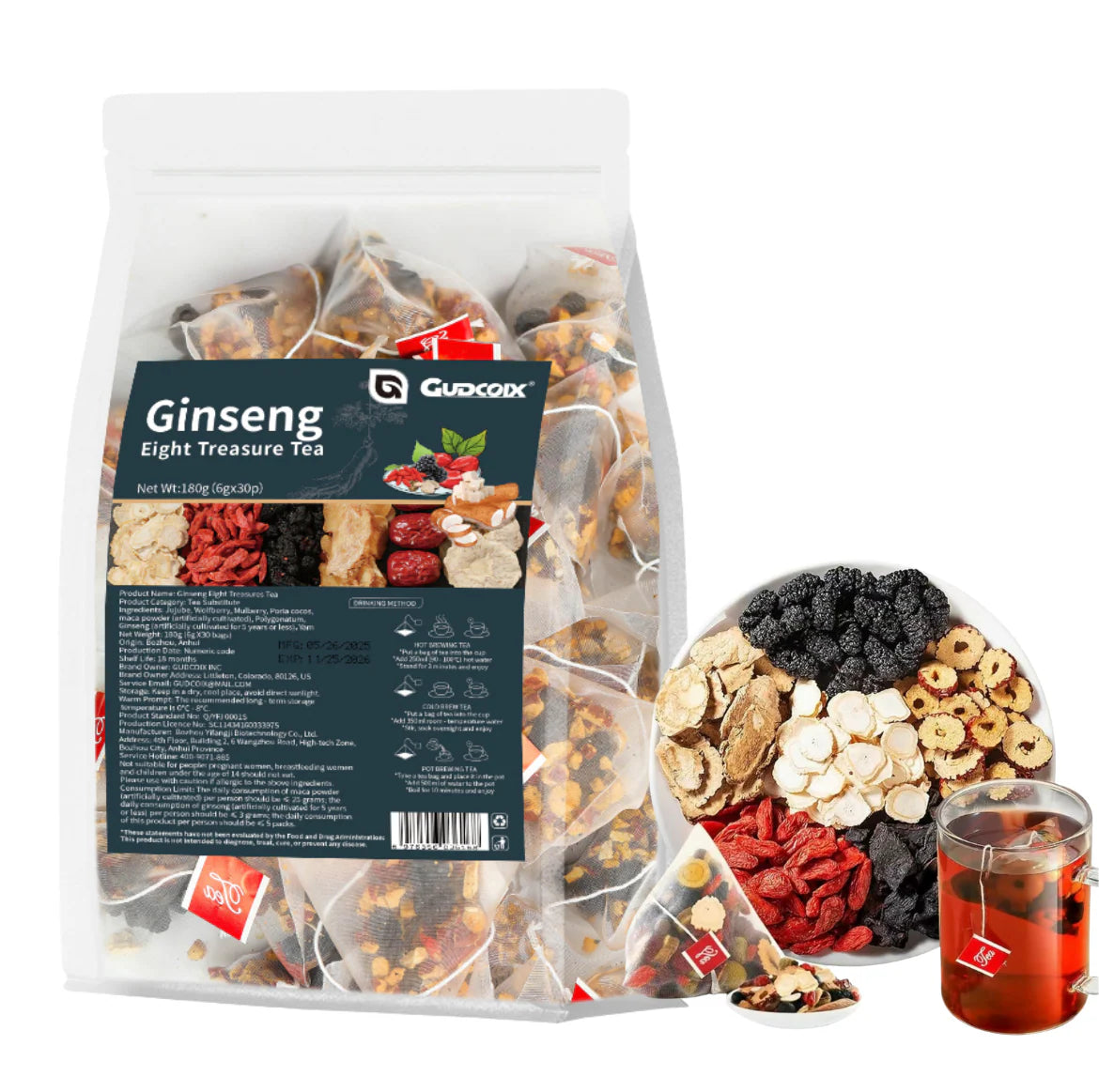 Kidney Tea Formula, Ginseng Six Treasures TeaOrganic Kidney Cleanse Tea, Traditional KidnevCleansing Tea for Men & Women