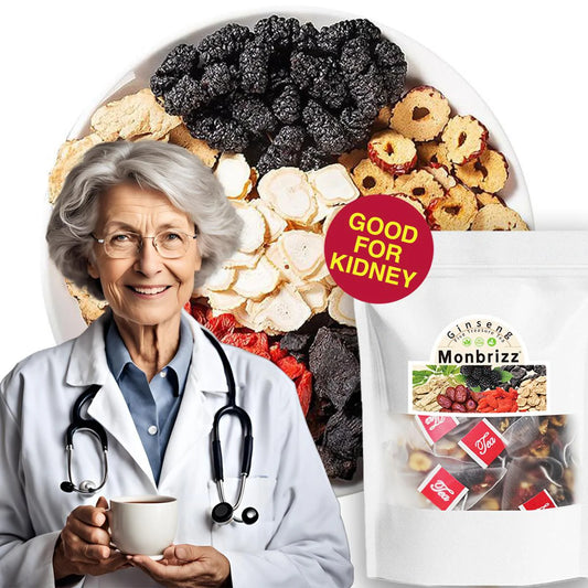 Kidney Tea Formula Ginseng Five Treasure Tea, Chinese Kidney Tea for Men and Women, Natural Herbal Ingredients for Kidney Traditional Beverage