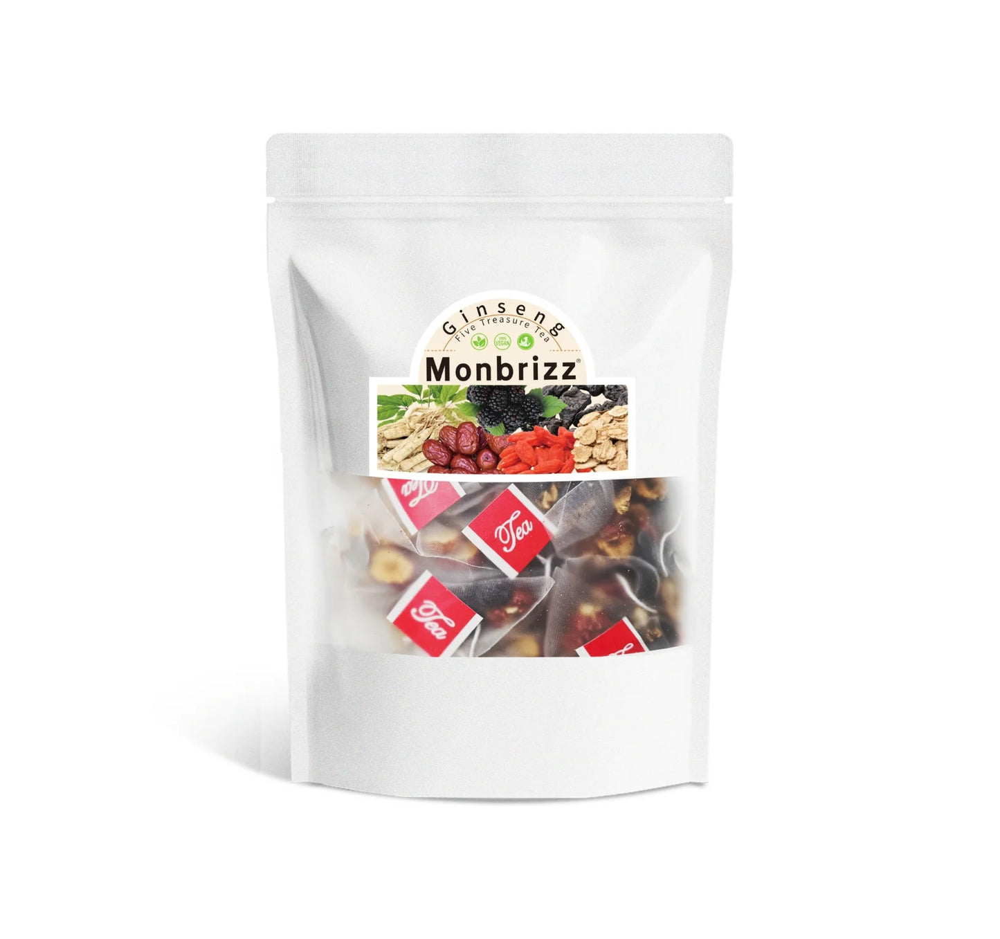 Kidney Tea Formula Ginseng Five Treasure Tea, Chinese Kidney Tea for Men and Women, Natural Herbal Ingredients for Kidney Traditional Beverage